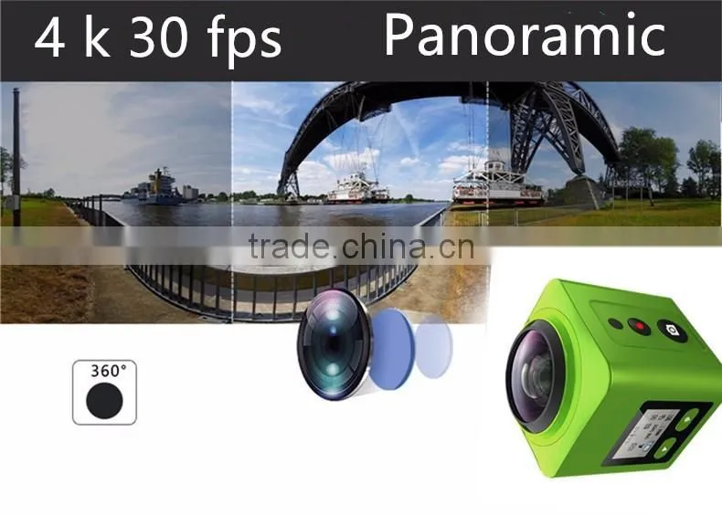 360 degree action camera 360 VR VR Mode waterproof 30M sport action camera high resolution mini DV cam 2016 new