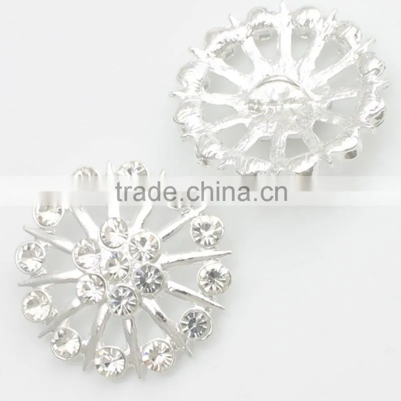 silver round metal shank button with rhinestones RNK1293