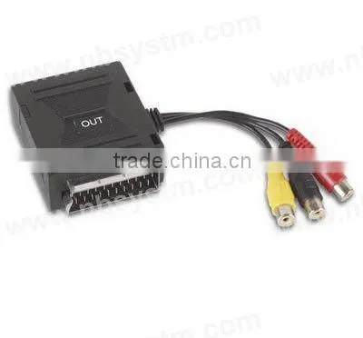 breakout box Scart male to 3 RCA female cable adapter