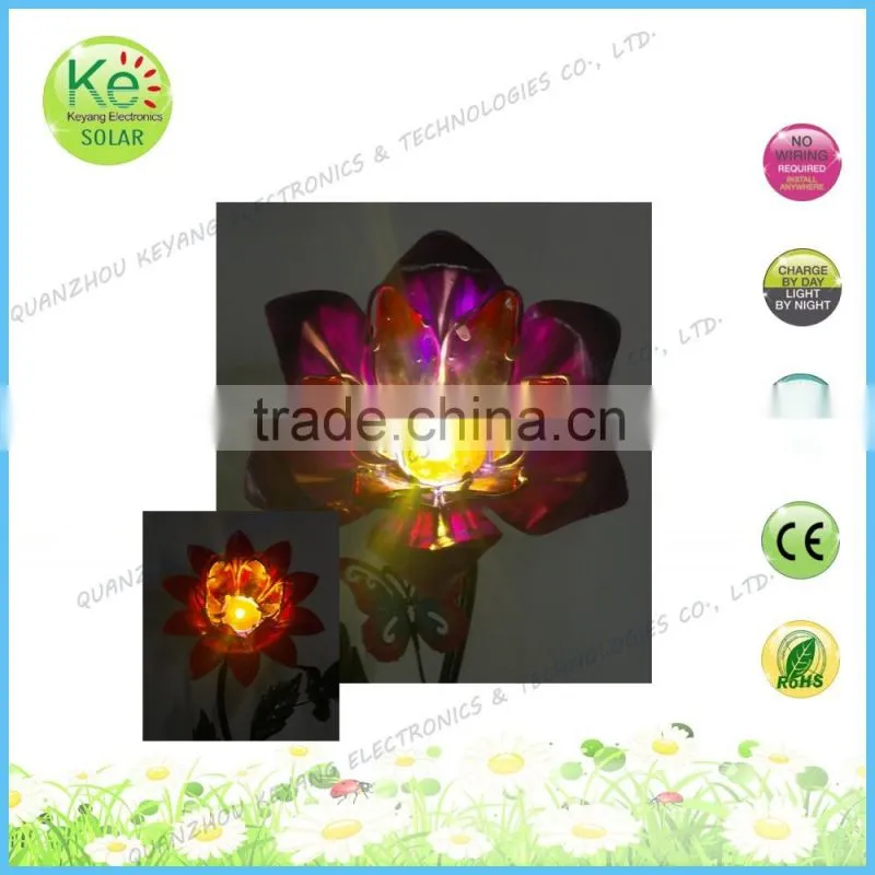 Solar power metal flower sunlight led light for pool garden