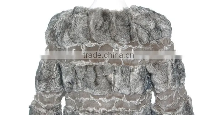 women rex rabbit fur coats patch fur coat KZ14132