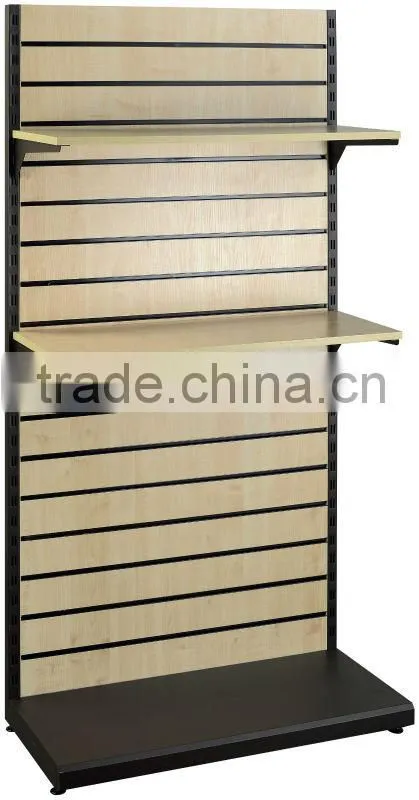 Floor Standing Maple MDF Slatwall Black Gondola Shelves
