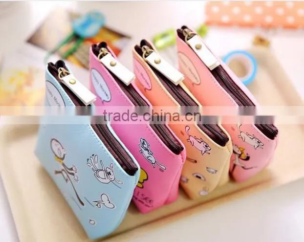 Best Promotion gift cute Zipper Mini PU Leather cheap cartoon monkey animal printed pouch wallet popular fancy euro coin purse