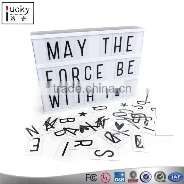 Modern A4 Led Lightbox Three Line Cinema Light Box Acrylic AA Battery Powered USB Cable+ 85 Letters Numbers DIY Home Art Decor