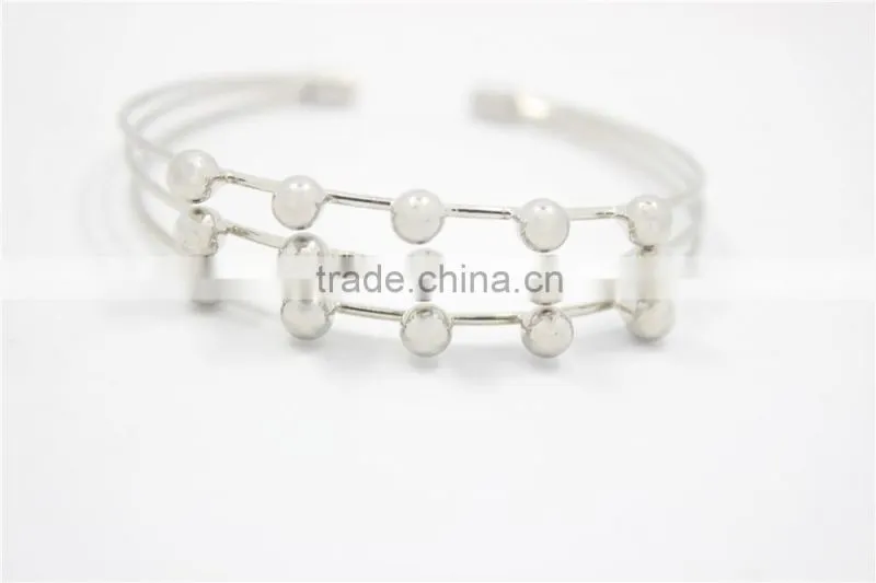 Silver Bracelet Designs Adjustable Cuff Jewelry Three Layered Silver Ball Handmade Bracelet For Women For 2016New Intrend style