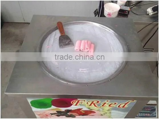 Single flat round pan fried ice machine / ice cream roll maker/ frozen yogurt for ice cream shops made in China