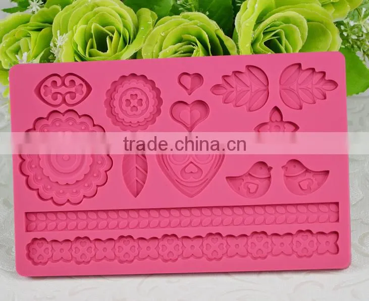2016 new products silicone lace mat , soft fondant cake tools