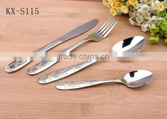 Lovely Gold-plated Handle Stainless Steel Cutlery Set KX-S115