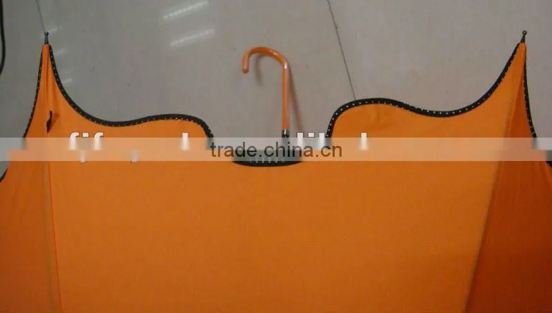 orange creative durable dome fashion ladies umbrella with wave edge