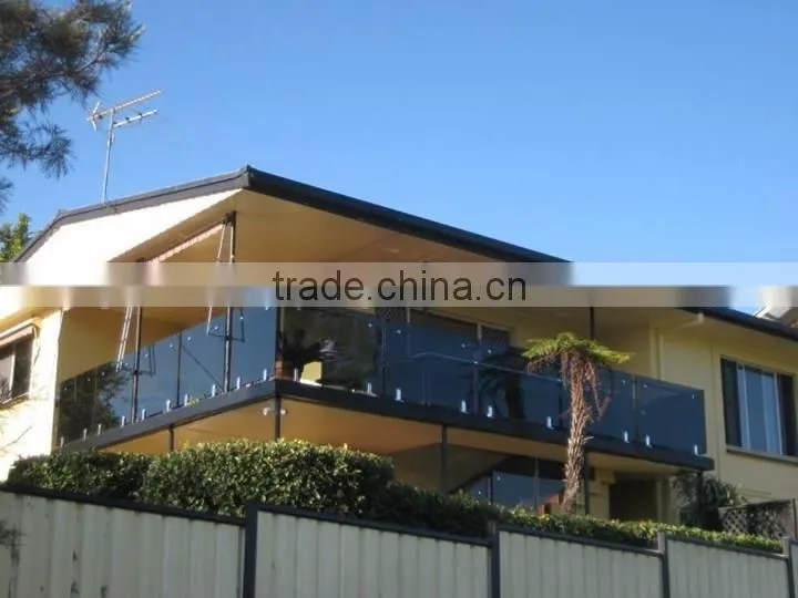 Safety Glass Fence Design By Stainless Steel Spigots With Tempered Glass Sheet Combination/Frameless Glass Railing