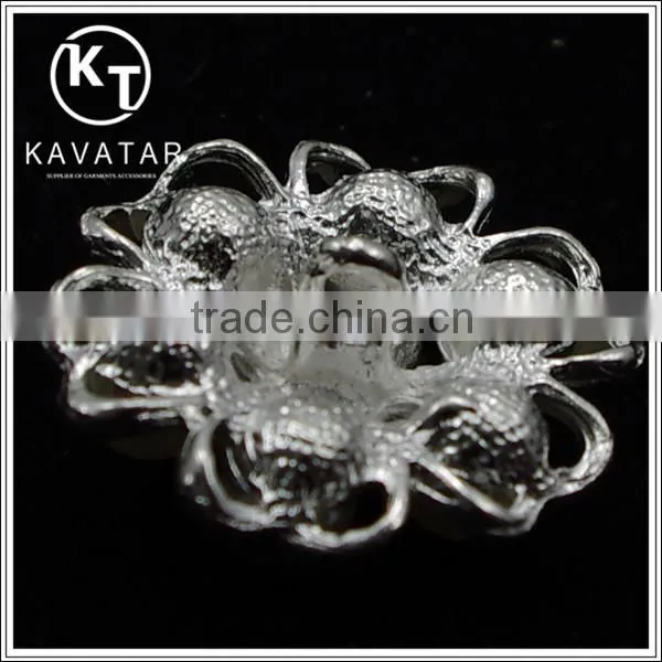 Good quality NK017 metal flower lead free metal shank rhinestone buttons