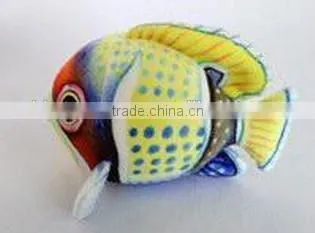 factory wholesale 3D blue yellow pot flatfish plush toy realistic stuffed plush animal fish toy soft toy