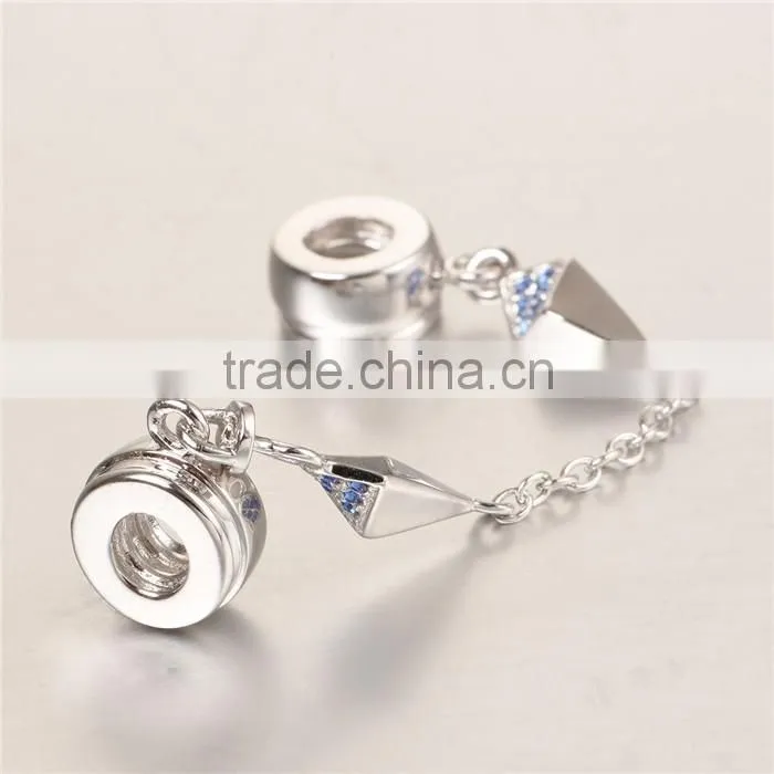 New Design Safety Charm Diamond Silver Safety Chain Wholesale Charm A014