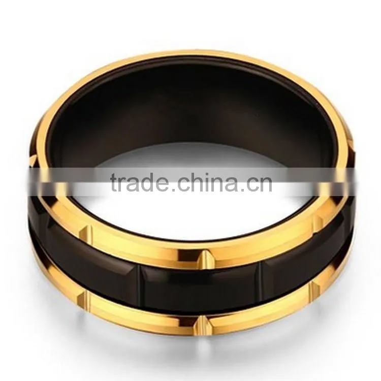 Fashion jewelry tungsten carbide ring 18k gold plating