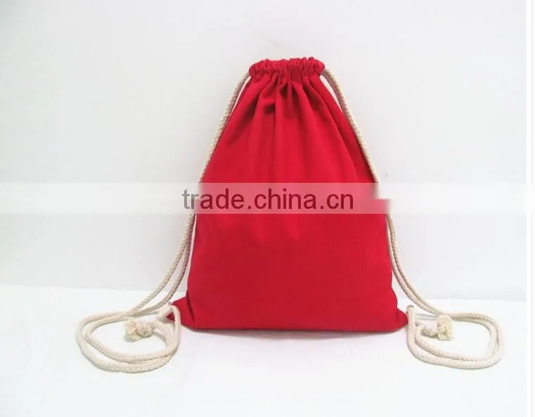 logo printingable Wholesale canvas fabric Drawstring Tote Cinch Sack Promotional Backpack Bag