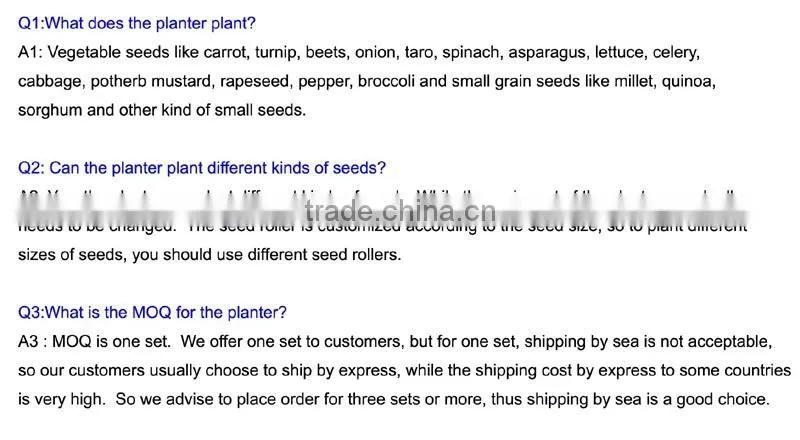 Small seeds presion seeder