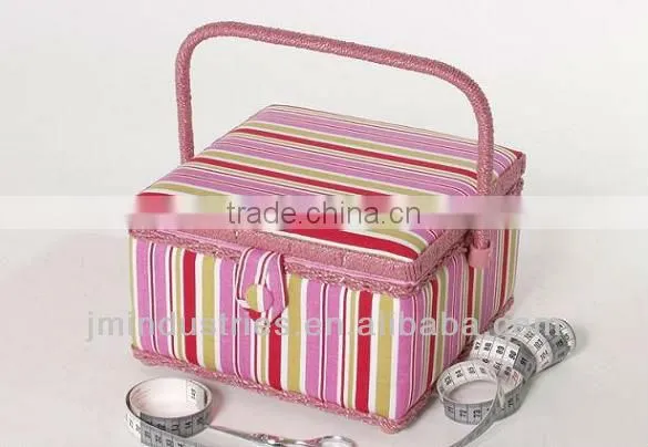 Floral Print Wooden Sewing Tool Box w/ Accessories