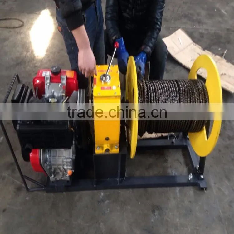 3T gasoline wire rope pulling winch wire take up and stringing machine
