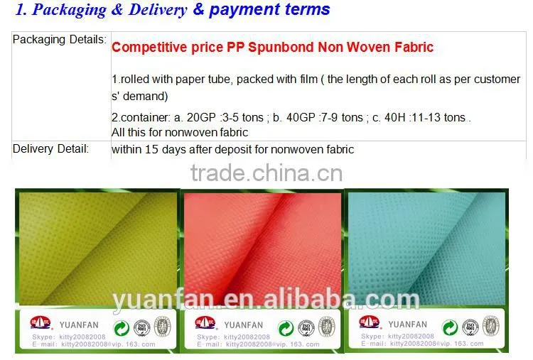 15 years of quality assurance Very high quality pp nonwoven fabrics