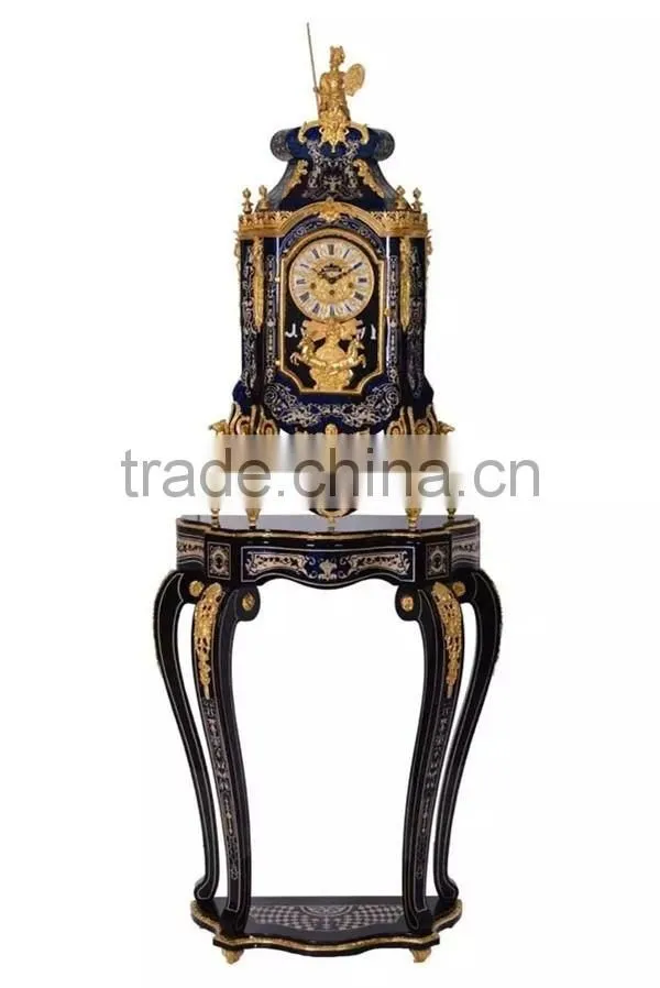 Home Decortive Brass Inlaid Clock With Wooden Chest of Drawers, Antique Table clock With Cabinet, Gold & Red Antique Floor Clock