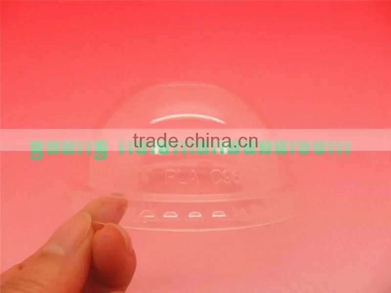 100%compostable pollution-free transparent plastic dome PLA cold drink cup lids