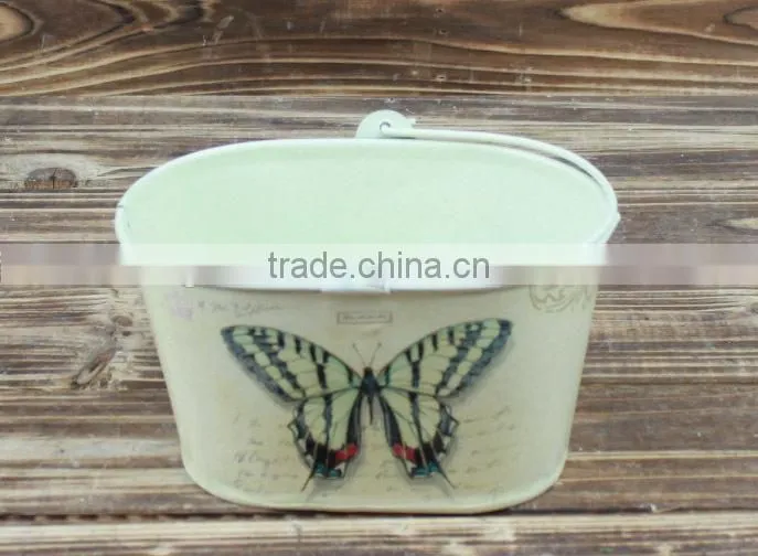 2015 garden decoration paper decal galvanized bucket decorative metal buckets