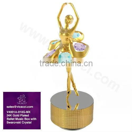 24K Gold Plated Metal Ballet Stand with Swarovski Elements