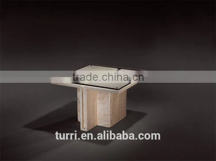 Italy modern design TV stand glass top white travertine base