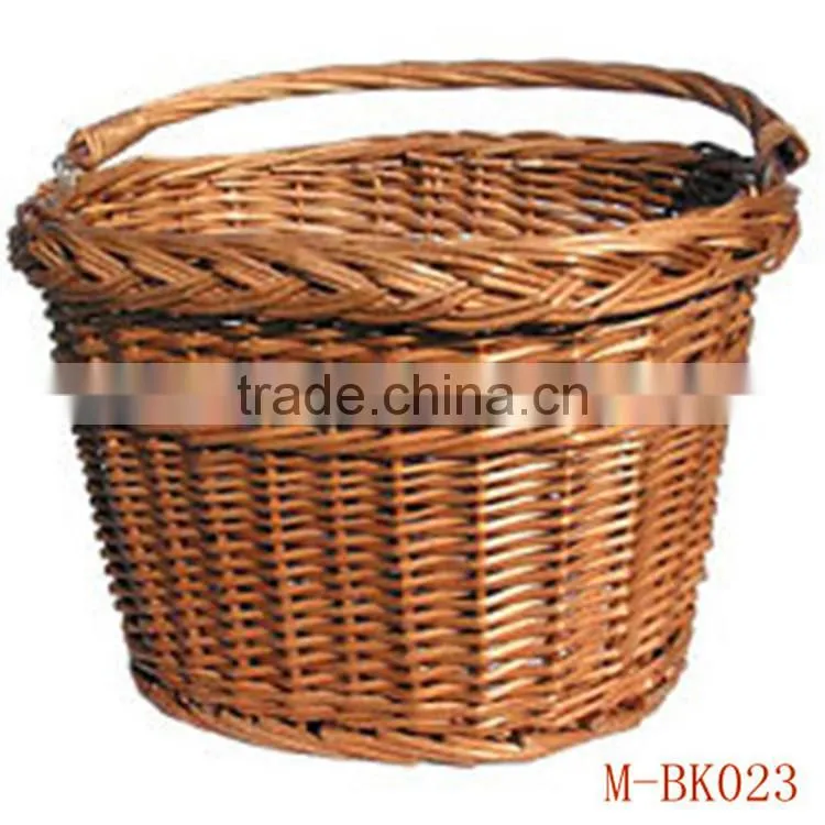 some wicker bicycle basket with handle
