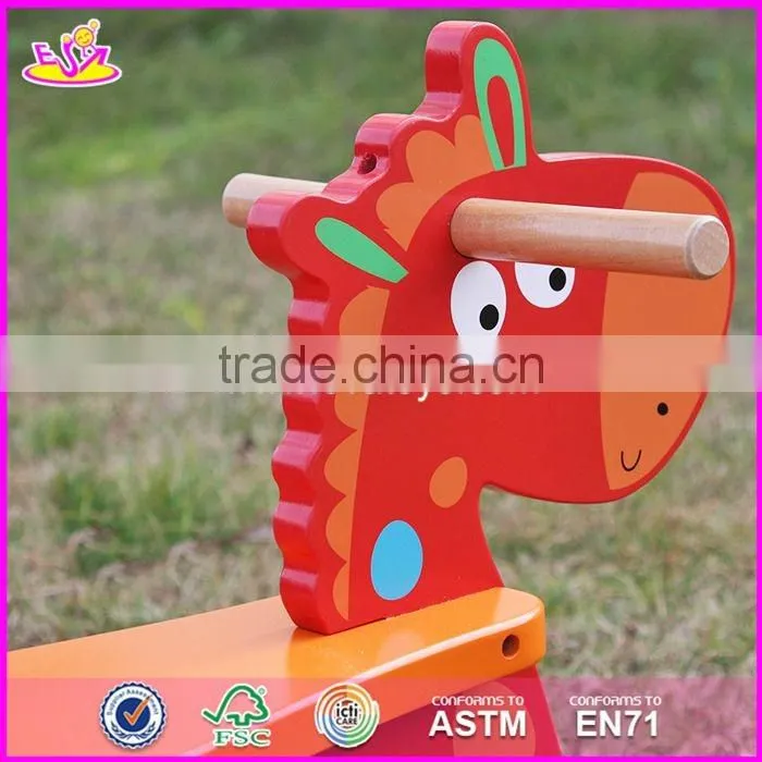 2017 New design funny rocking horse toddlers wooden ride on toys W16D109-S