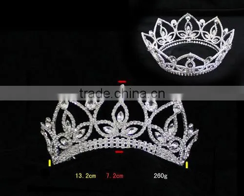 New Large Rhinestone Pageant Crown Hair Ornament H172-143