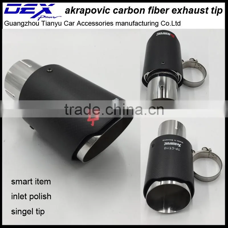carbon fiber akrapovic muffler tip in exhaust system