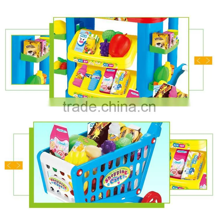 Hot sale kids play shopping cart trollry set supermarket toys