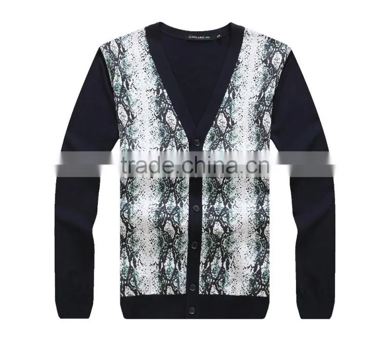 100% fine cotton mens knitwear cardigan