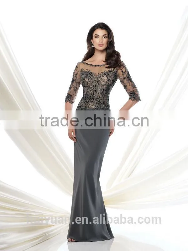 2015 fashion casual chiffon mermaid long sleeves prom dress