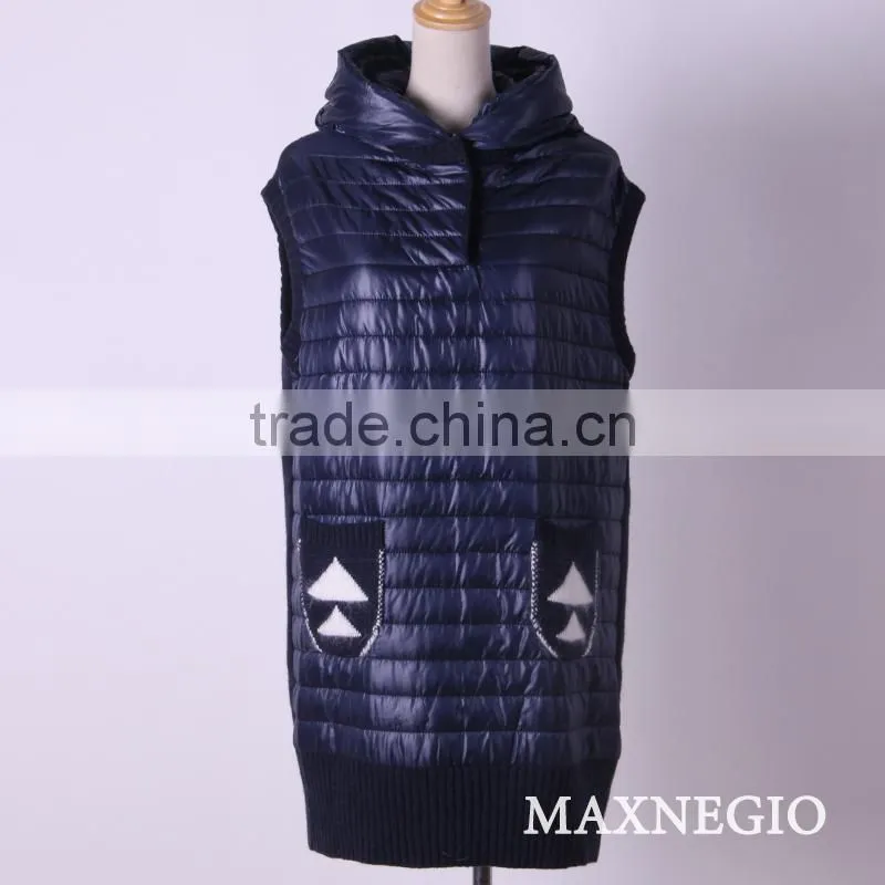 Luxury hooded styles sleeveless polar fleece jacket for winter