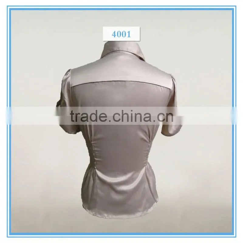 Satin fabric uniform cutting office blouse ladies