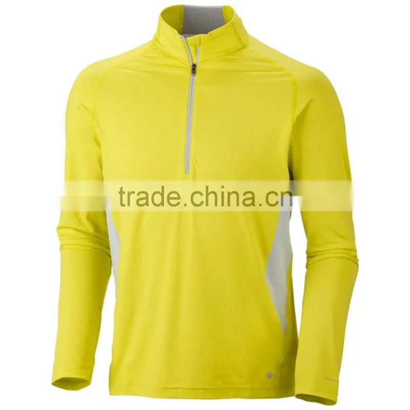 waterproof breathable long sleeve man t-shirt with zip collar
