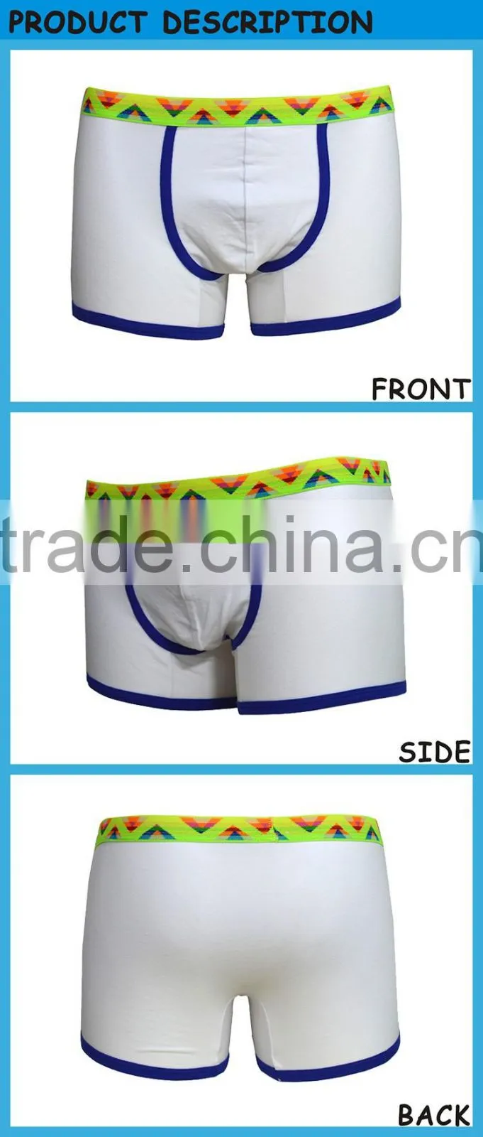 Solid White Color Men Boxer Brief Custom Logos