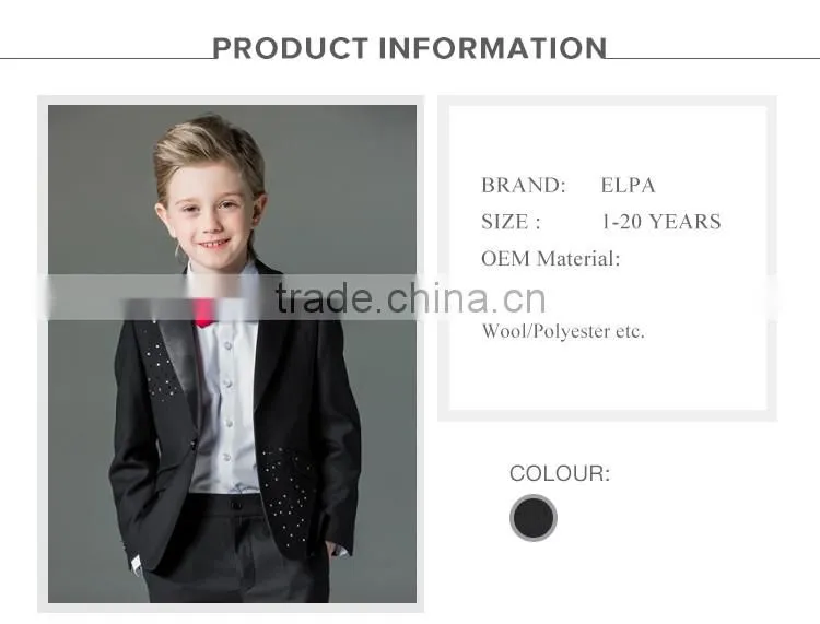 ELPA slim black fancy 3 piece designer kids boys suits