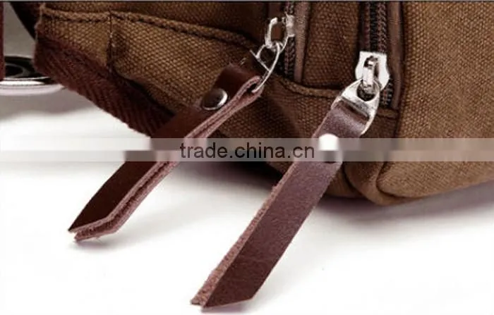 Fashion men brown sport elastic waterproof leather waist bag