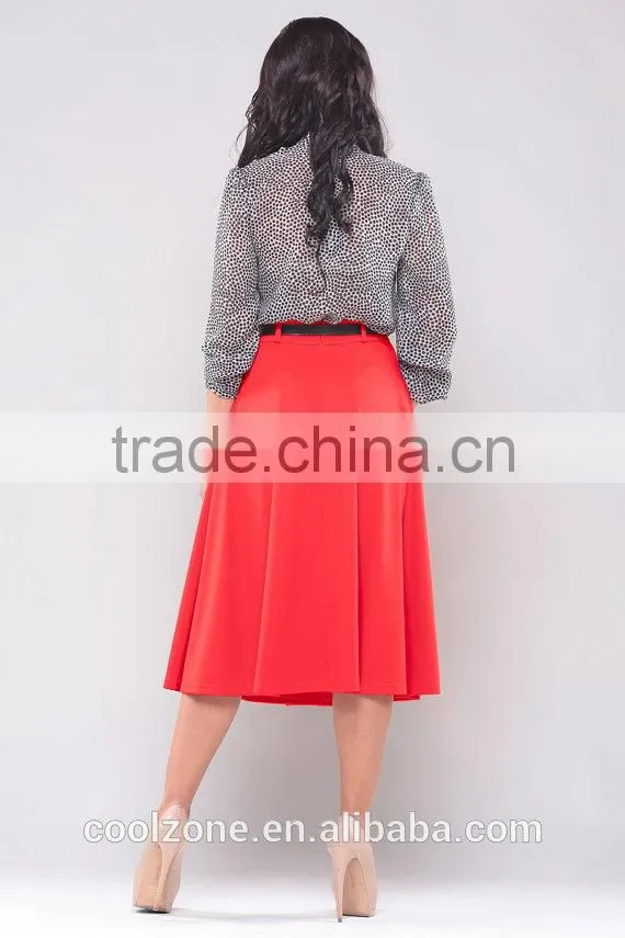 Fashionable latest women skirt design elegant flared office skirt