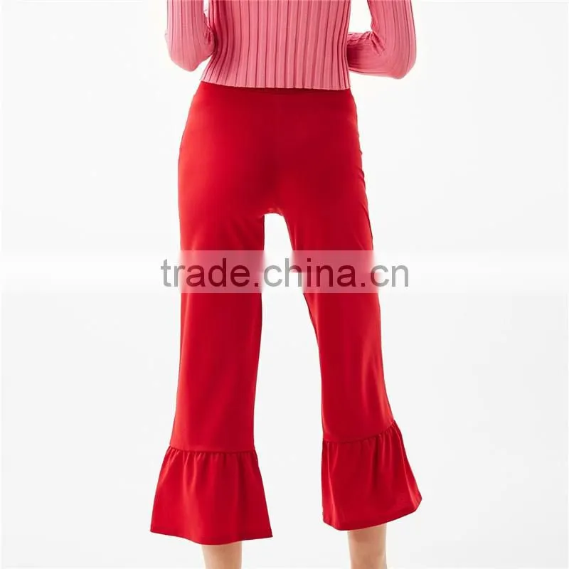 Online cheap classical cropped office frilled red pants for women