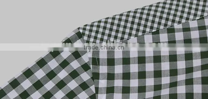 Wholesale branded short sleeve blue color plaids men dress shirt &causal shirt