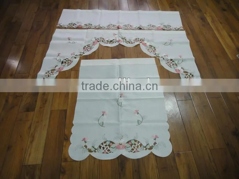 Christmas Fabric White Kitchen Curtain Sets