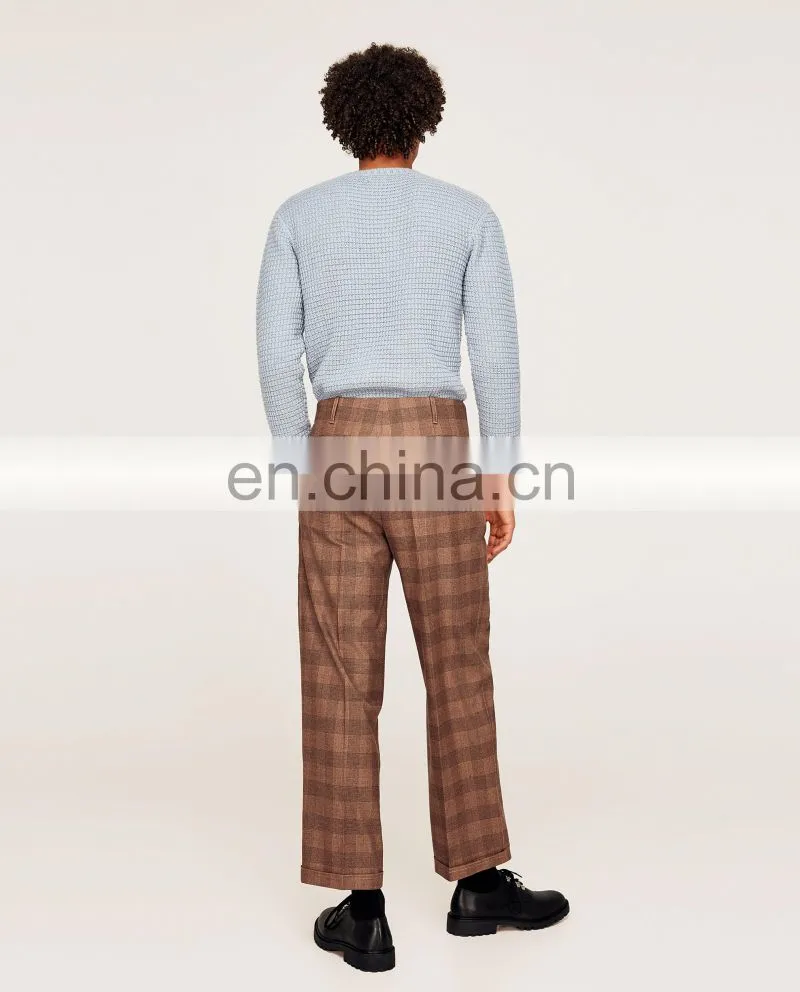 OEM Service Custom High Quality Pants Fashion Checked Mens Trousers
