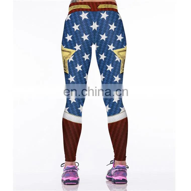 Wonder Woman Sport Fitness Costume High Waist Stretch Gym Trousers Workout Leggings