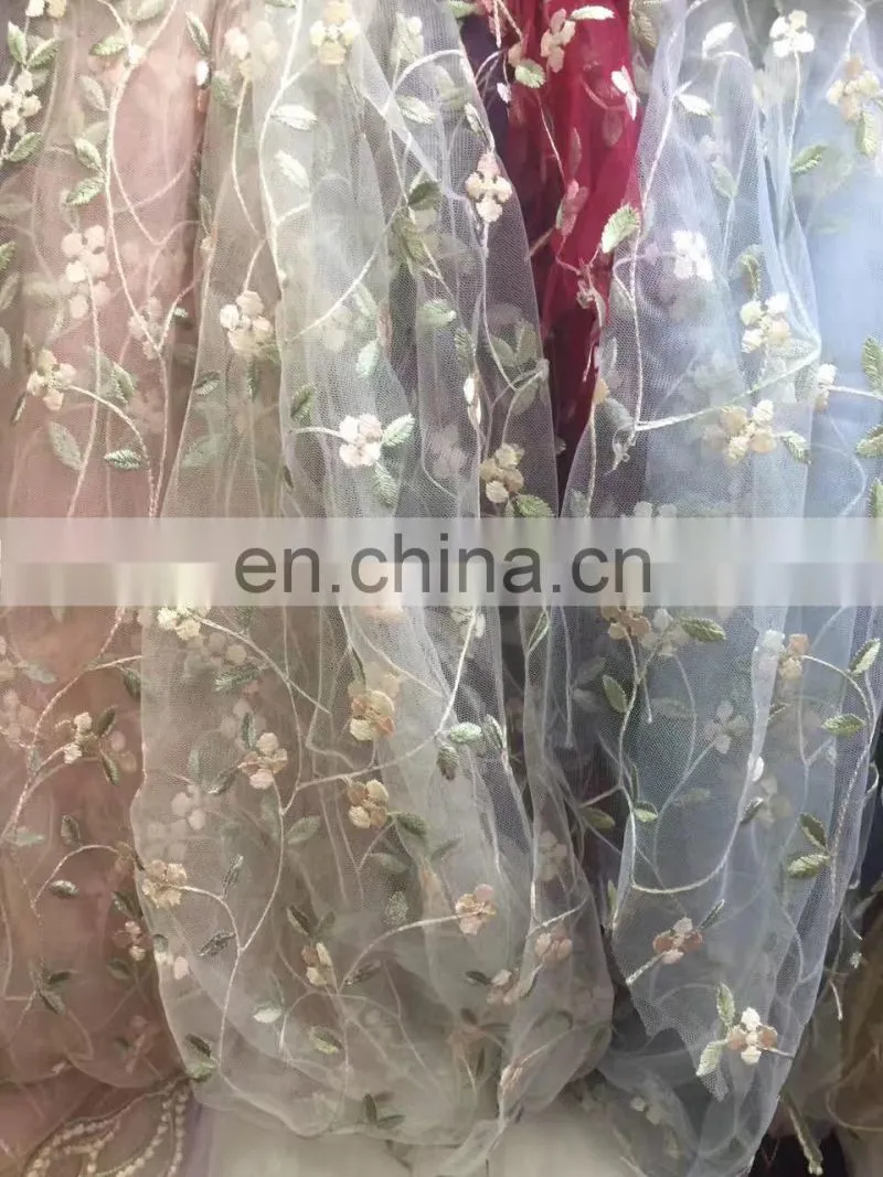 Wholesale high quality colorful beautiful polyester lace fabric for dress