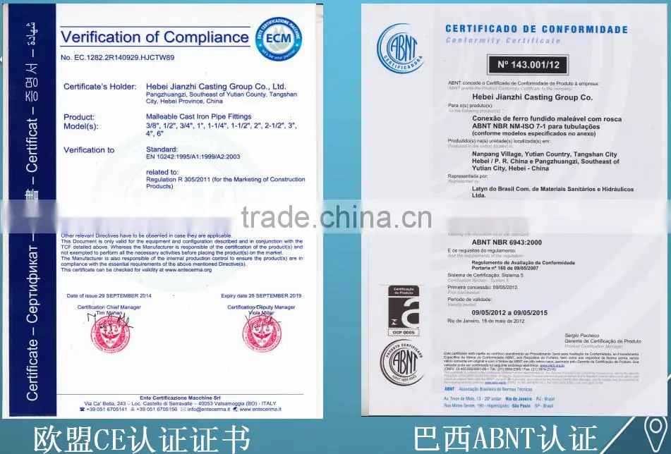 85 crossover malleable iron pipe fittings