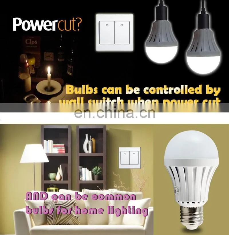 Built-in battery emergency e27 ampoule led lampe rechargeable